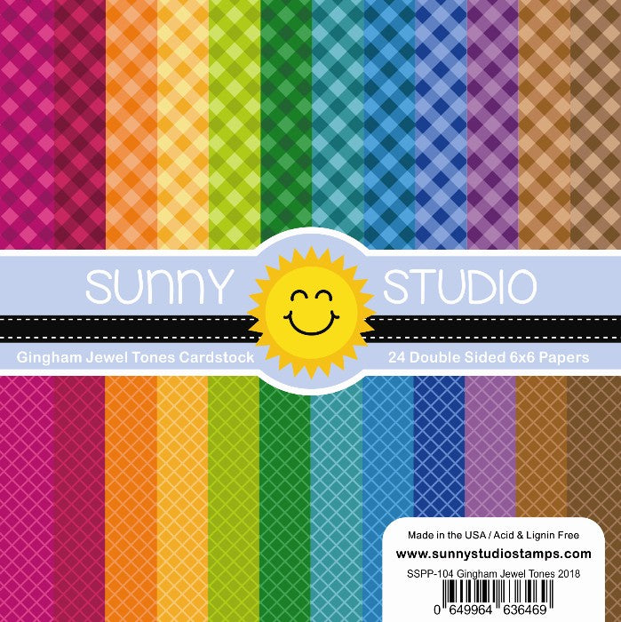 Sunny Studio Stamps Gingham Jewel Tones 6x6 Patterned Paper Pack