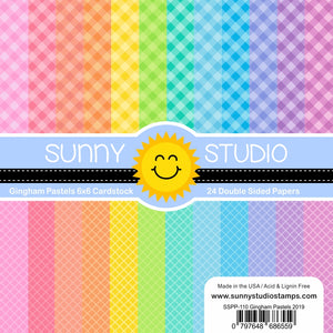 Sunny Studio Gingham Pastels Diagonal Grid 6x6 Patterned Paper Pack with 24 double-sided sheets of 65 lb. Cardstock