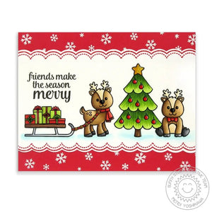 Sunny Studio Stamps Sunny Borders Christmas Card with Red Scalloped Border