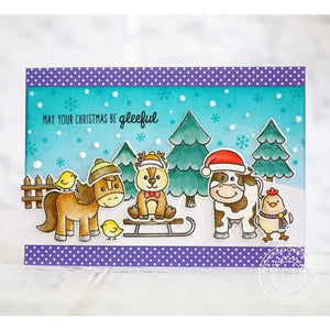 Sunny Studio Stamps Farm Animal Holiday Card using Barnyard Buddies & Gleeful Reindeer
