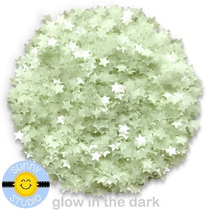 Sunny Studio Glow In The Dark Star Confetti Sprinkles Embellishments with Lights On