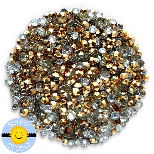 Sunny Studio Stamps Metallic Gold Jewels Foil Crystals in 3mm, 4mm & 5mm