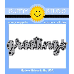 Sunny Studio Stamps 3" Greetings Scripty Word Low-Profile Metal Cutting Die