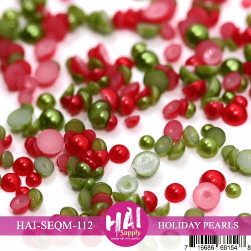 Sunny Studio Stamps: HAI Supply Red & Green Holiday Pearls Flat Back No Adhesive Embellishments