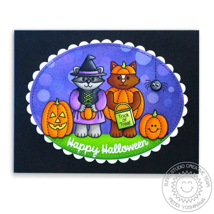 Sunny Studio Stamps Halloween Cuties Critters in Witch & Pumpkin Costumes Card