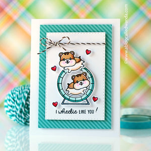 Sunny Studio I Wheelie Like You Punny Turquoise Hamster Card (using Happy Hamsters 3x4 Clear Stamps)