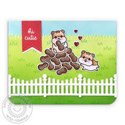 Sunny Studio Stamps Hi Cutie Hamster with Peanuts Pile Handmade Card (using Scalloped Fence Metal Cutting Die)