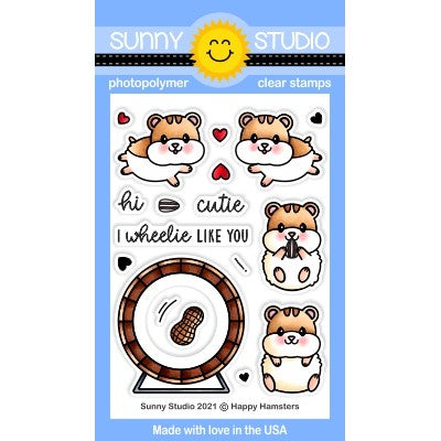 Sunny Studio Happy Hamsters I Wheelie Like You Punny 3x4 Clear Photopolymer Stamps SSCL-299