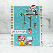 Sunny Studio Stamps Happy Owlidays Owl Christmas Card using Holiday Cheer 6x6 Patterned Paper