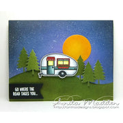 Sunny Studio Stamps Happy Camper Retro Trailer Moon Light Card