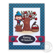 Sunny Studio Stamps Fall Kiddos Hooray For Autumn Apple Tree Card by Mendi Yoshikawa