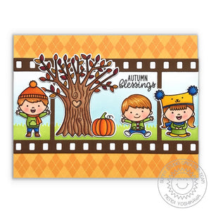 Sunny Studio Stamps Fall Flicks Filmstrip Autumn Blessings Kids with Tree Card