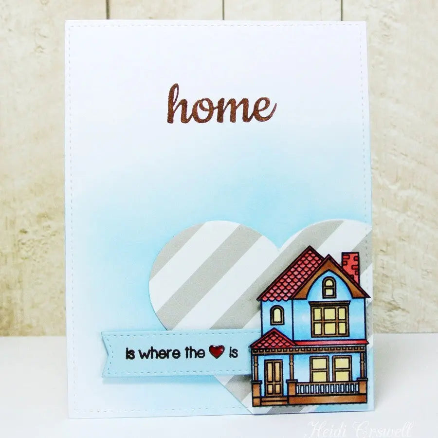 Sunny Studio Home Is Where The Heart Is Victorian House Card (using Happy Home 4x6 Clear Stamps)