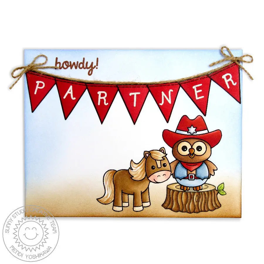Sunny Studio Stamps Happy Owl-o-ween Howdy Partner Cowboy Card