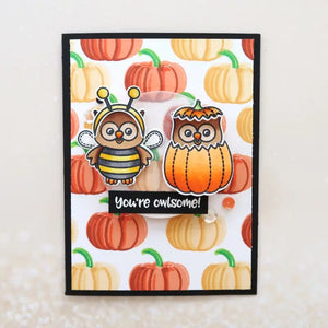 Sunny Studio Stamps Pretty Pumpkins Background Print Card by Laura