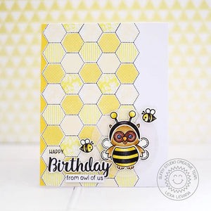 Sunny Studio Stamps Quilted Hexagons Bumblebee Honeycomb Birthday Card