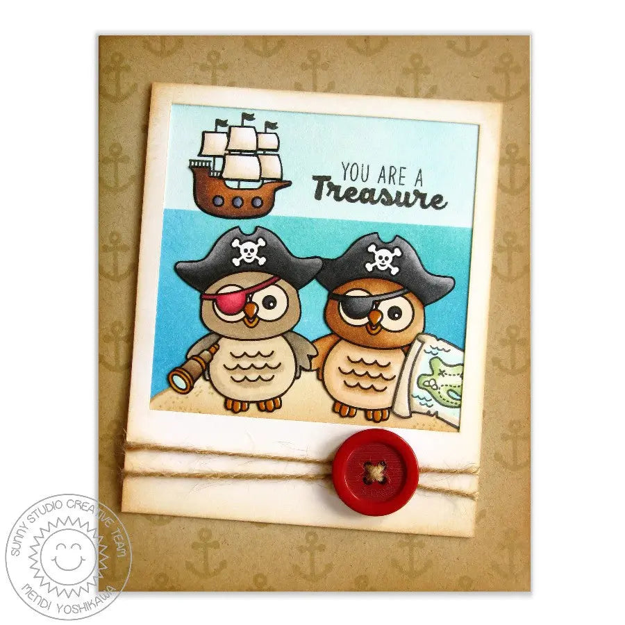 Sunny Studio Stamps Happy Owl-o-ween & Pirate Pals Polaroid Card