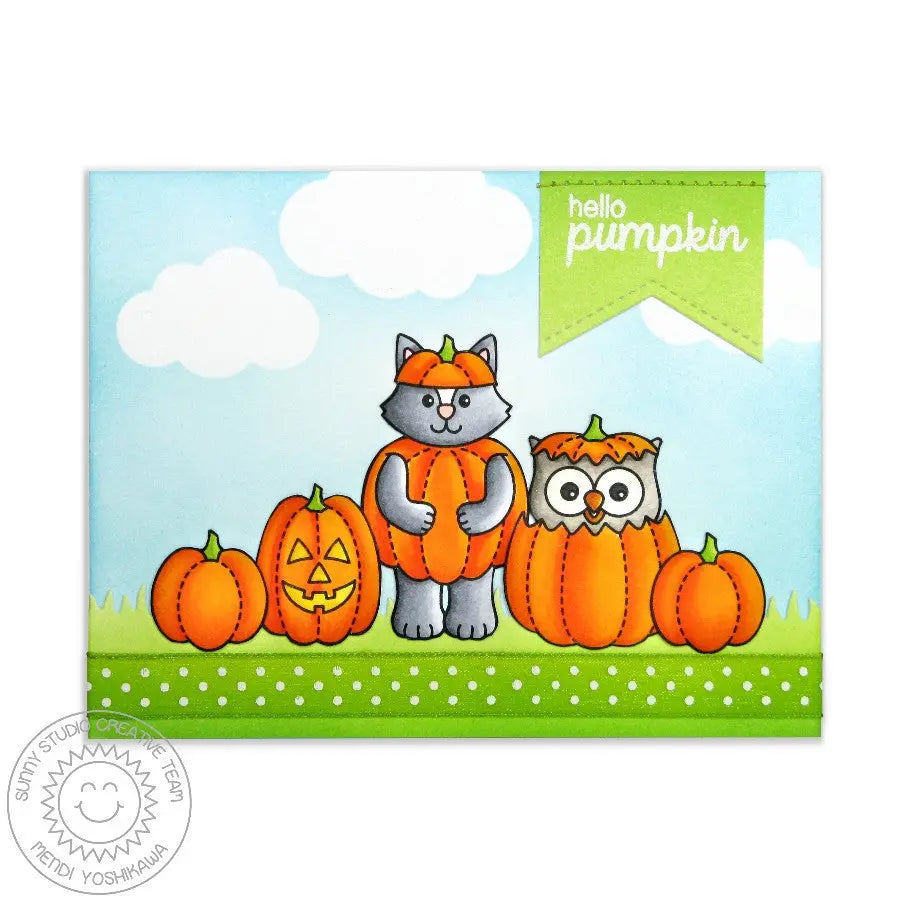 Sunny Studio Stamps Happy Owl-o-ween Fall Pumpkin Card