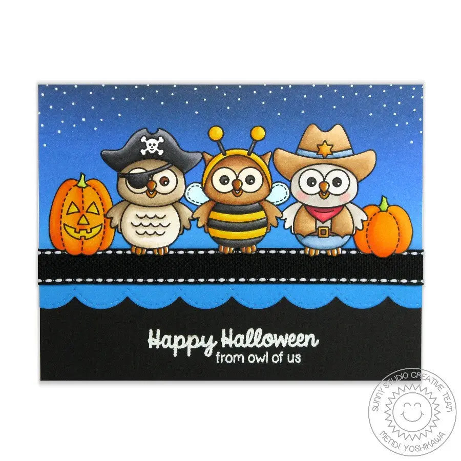 Sunny Studio Stamps Happy Owl-o-ween Trick-or-treaters Halloween Card