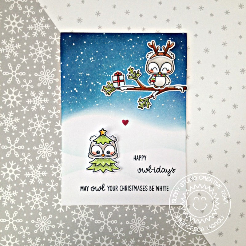 Sunny Studio Stamps Happy Owlidays Christmas Owl Holiday Card by Franci