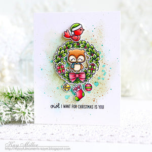 Sunny Studio Stamps Happy Owlidays Owl Watercolor Card by Kay Miller