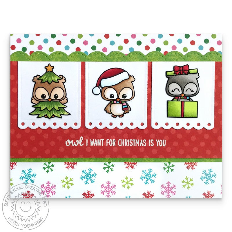 Sunny Studio Stamps Happy Owlidays Owl I Want For Christmas Is You Card by Mendi Yoshikawa