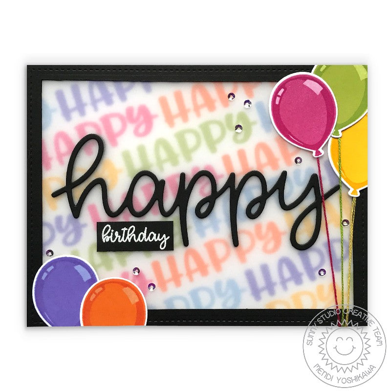 Sunny Studio Stamps Happy Thoughts Birthday Balloon Card by Mendi Yoshikawa