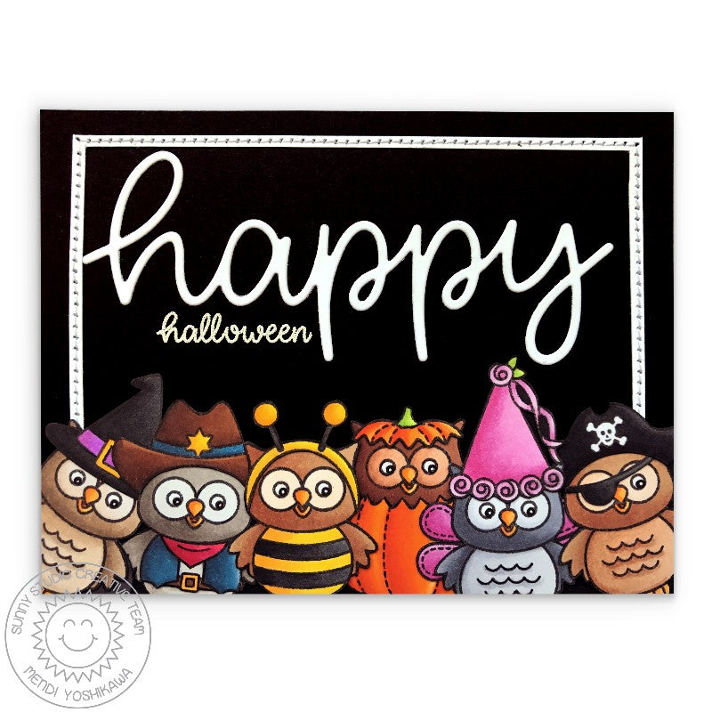 Sunny Studio Stamps Happy Thoughts Owl Halloween Costume Card by Mendi Yoshikawa