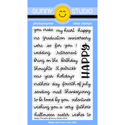 Sunny Studio Stamps Happy Thoughts Greetings Sentiments 4x6 Photopolymer Stamp Set
