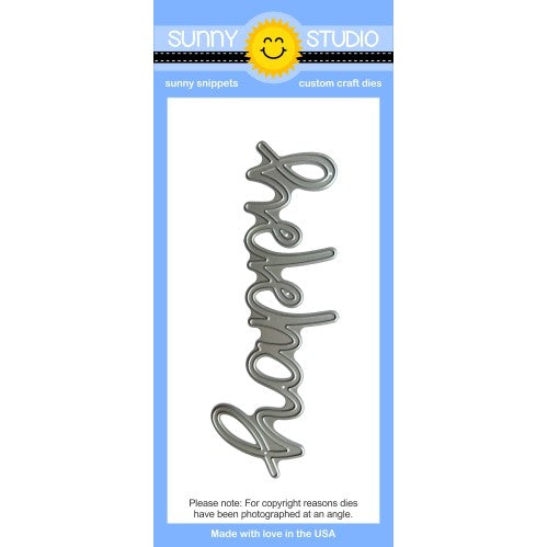 Sunny Studio Stamps Large 4-5/8" Happy Word Scripty Steel Rule Die Set