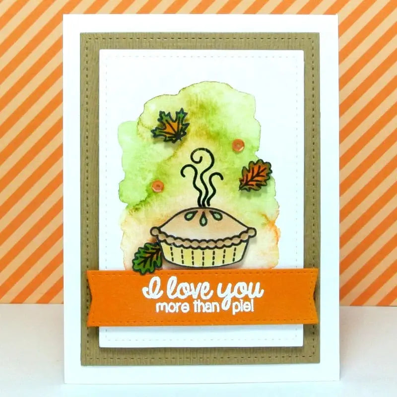 Sunny Studio I Love You More than Pie Apple Pie Fall Autumn Card (using Harvest Happiness 4x6 Clear Stamps)