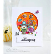 Sunny Studio Stamps Harvest Happiness Thanksgiving Pilgrim & Indian Owl Colorful Card by Kay Miller