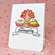 Sunny Studio Happy Thanksgiving Turkey & Pumpkin Pie Fall Card (using Harvest Happiness 4x6 Clear Stamps)