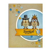 Sunny Studio Stamps Harvest Happiness Thanksgiving Pilgrim & Indian Owl Card