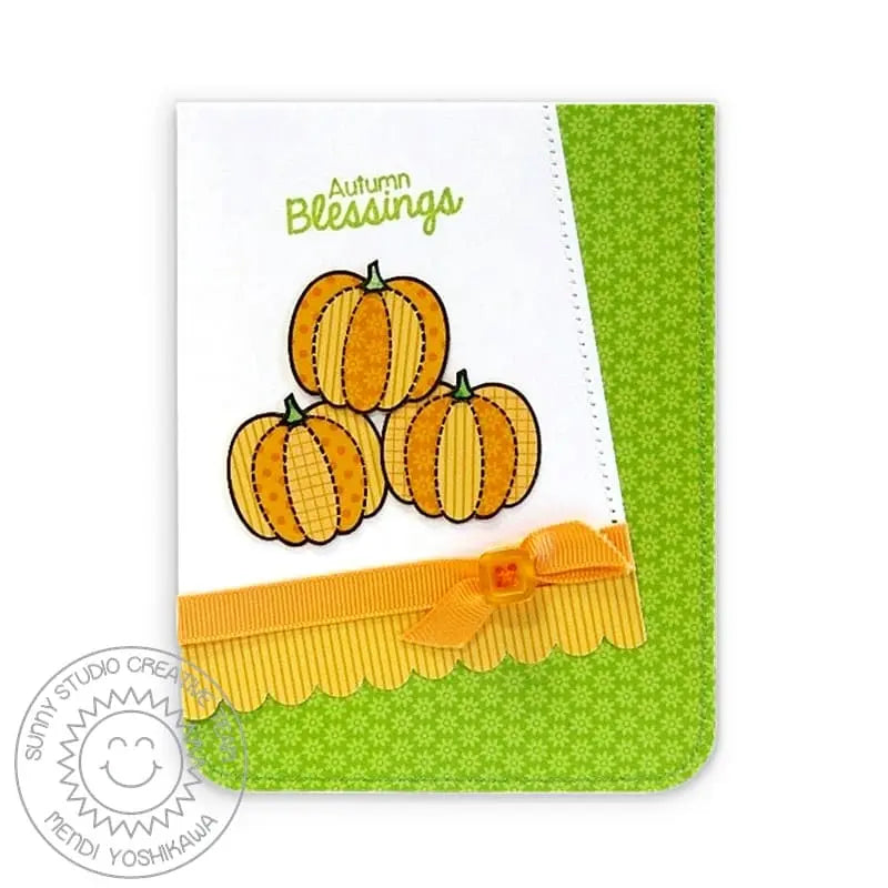 Sunny Studio Stamps Harvest Happiness Paper-Pieced Pumpkin Autumn Blessings Card