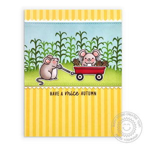Sunny Studio Stamps Have A Mice Autumn Punny Mouse Handmade Fall Card using Slimline Nature Borders Metal Cutting Dies