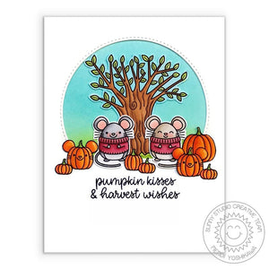 Sunny Studio Punny Fall Mouse Pumpkin Kisses & Harvest Wishes Handmade Card using Harvest Mice 4x6 Clear Stamps