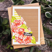 Sunny Studio Stamps Hawaiian Hibiscus Coral Layered Flower Kraft Card by Eloise Blue