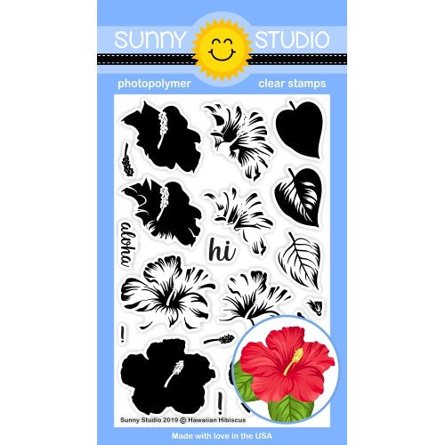 Sunny Studio 4x6 Clear Layering Hawaiian Hibiscus Stamps - Sunny