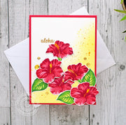 Sunny Studio Stamps Hawaiian Hibiscus Red Layered Flower Aloha Card by Vanessa Menhorn