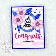 Sunny Studio Stamps It's Your Birthday Floral Wreath Congrats Card (using Hayley Uppercase Alphabet Metal Cutting Dies)