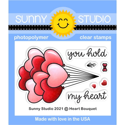 Sunny Studio Stamps Heart Bouquet Valentine's Day Balloons Clear Photopolymer Stamp Set SSCL-315