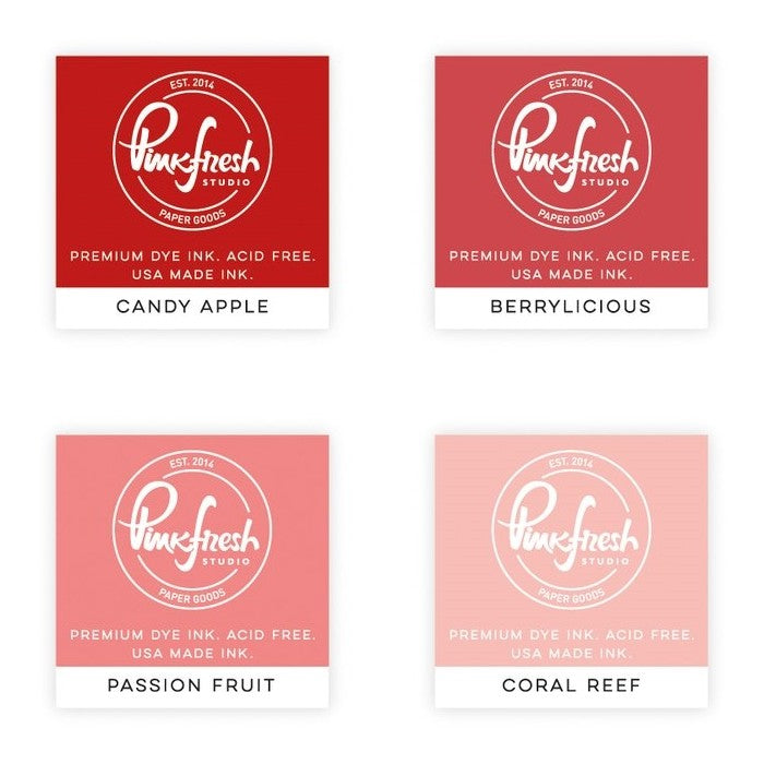 Pink Fresh Studio Pink Fresh 4-pack Mini Dye Ink Cubes Red Set-Heartbeat includes Candy Apple, Berrylicious, Passion Fruit & Coral Reef
