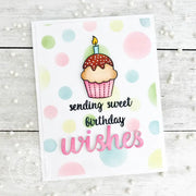 Sunny Studio Stamps Heartfelt Wishes Cupcake Sending Sweet Birthday Wishes Card
