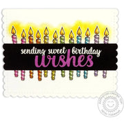 Sunny Studio Sending Sweet Birthday Wishes Scalloped Glowing Candles Card (using Wishes Word Metal Cutting Die)