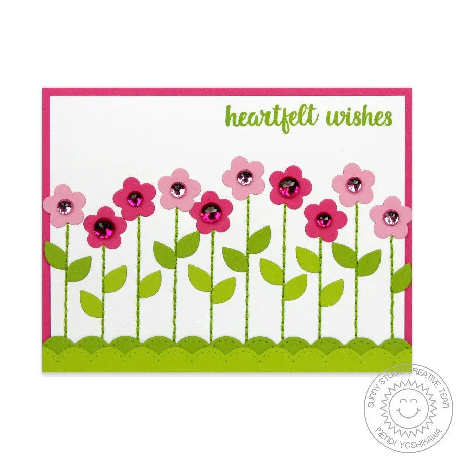 Sunny Studio Stamps Heartfelt Wishes Flower Border Card