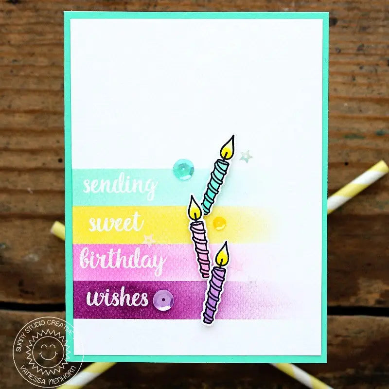 Sunny Studio Stamps Heartfelt Wishes 3 Candles Birthday Card
