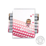 Sunny Studio Stamps Heart Border Kid Girl Handmade Valentine's Day Card (using Sweet Script Word Metal Cutting Die)