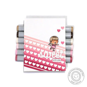 Sunny Studio Stamps Heart Border Kid Girl Handmade Valentine's Day Card (using Sweet Script Word Metal Cutting Die)