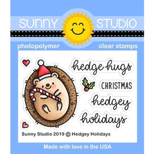 Sunny Studio Stamps Hedgey Holidays Christmas Hedge Hugs Hedgehog Punny 2x3 Clear Photopolymer Stamp Set